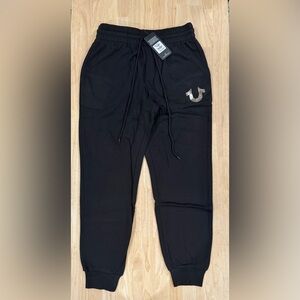 Brand new True religion Black w/ Gold Horse shoe logo Jogger sweatpants - Small